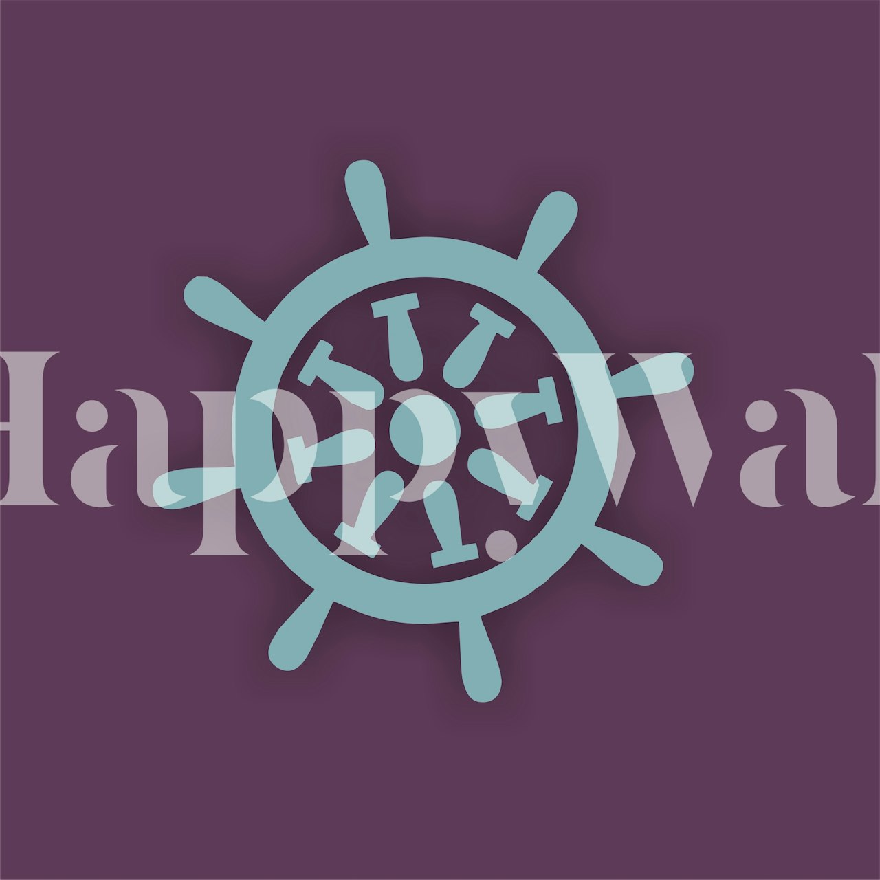 Nautical helm design in teal and plum colors wallpaper