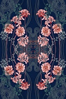 Art Nouveau floral dark blue pattern tapete