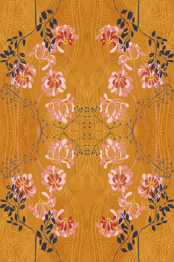 Art Nouveau floral honey pattern