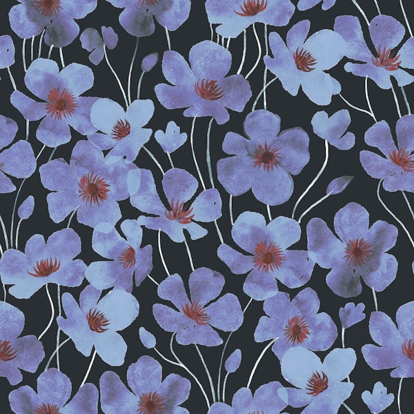 Blue Watercolored Flowers