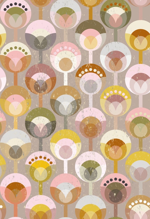 geometric flowers earthy tones