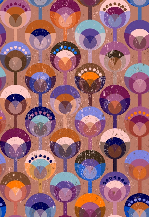 geometric flowers retro color