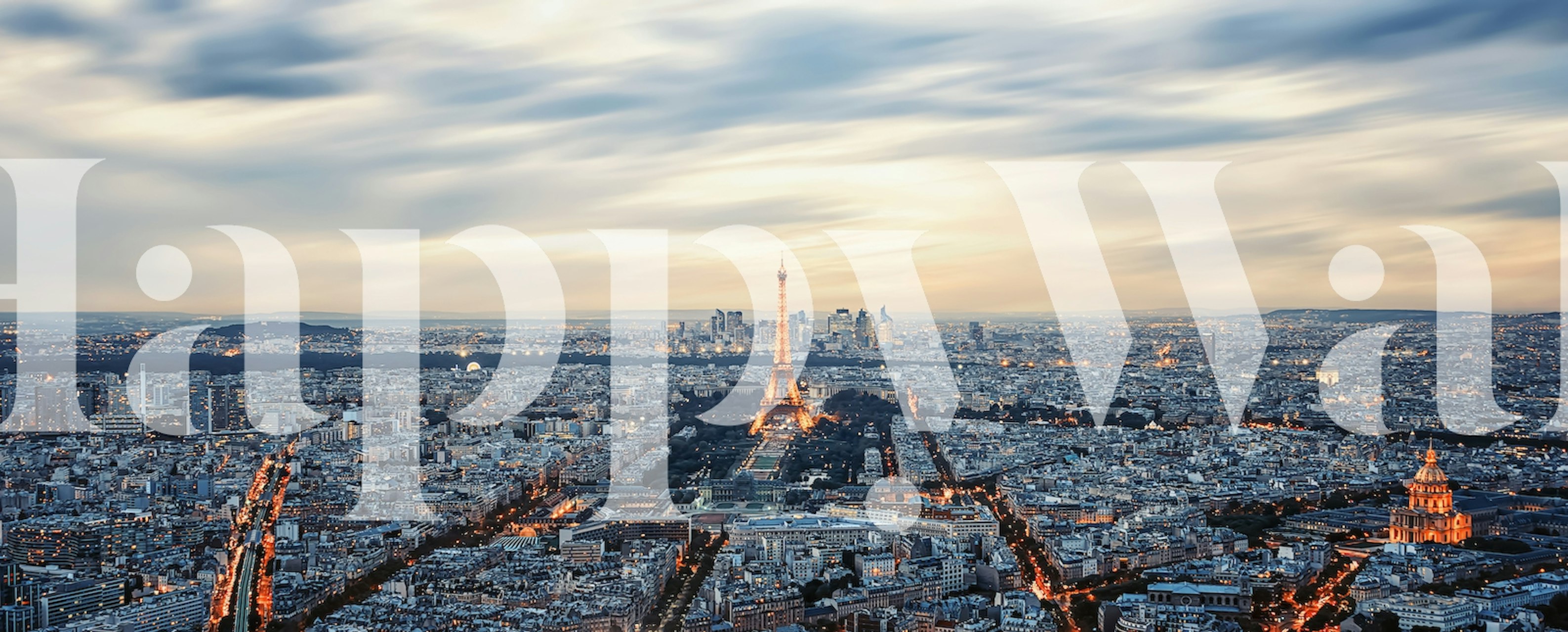 Paris skyline wall mural with Eiffel Tower during sunset