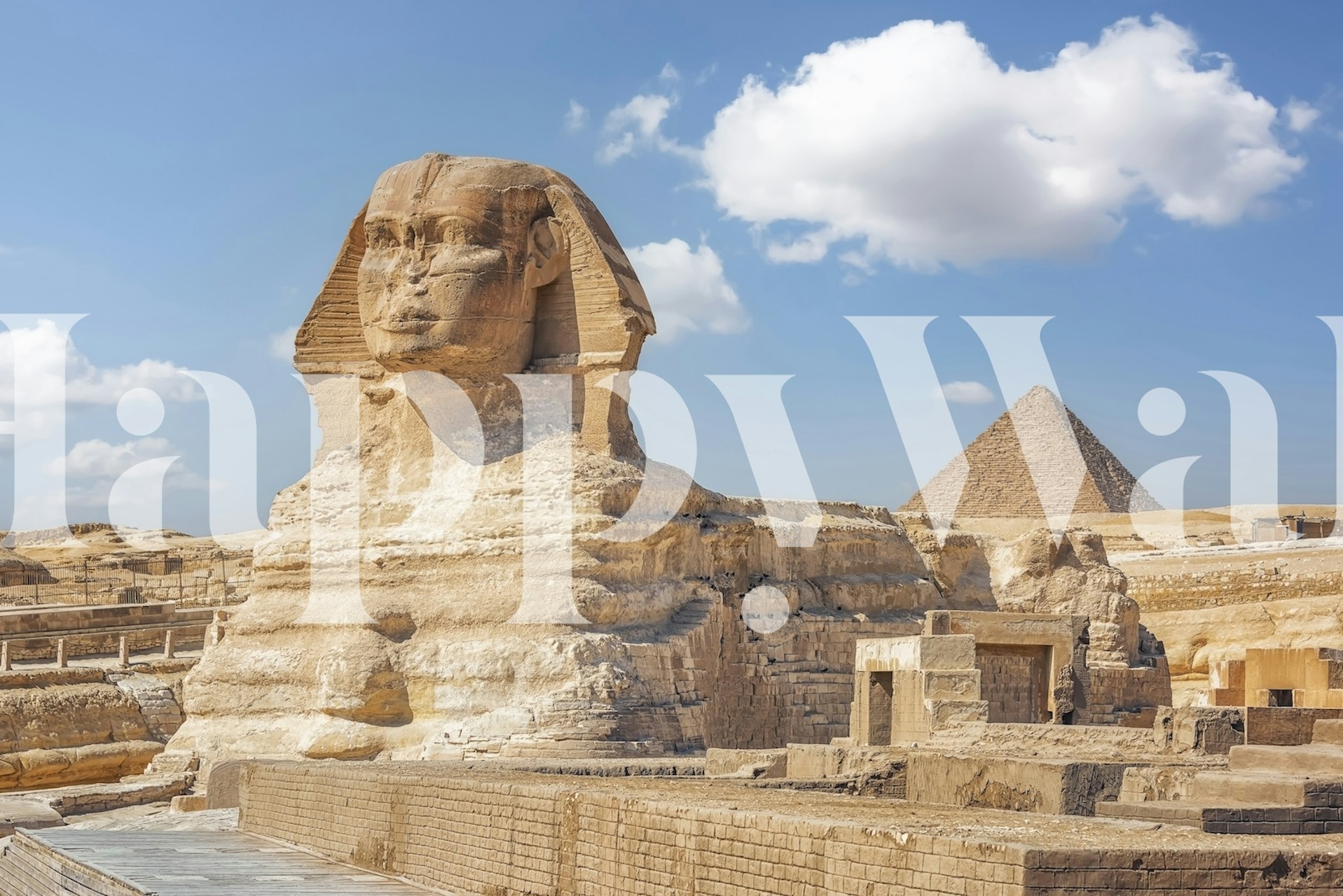 The Sphinx and Pyramid wall mural at Giza Plateau