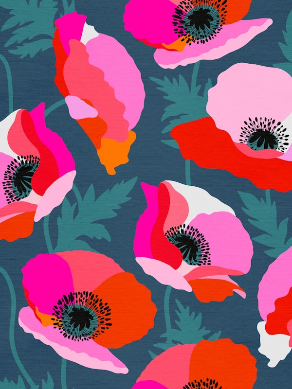 Happy Poppies on Aegean Blue