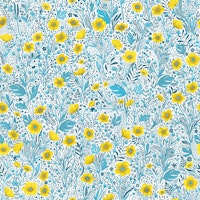 Buttercups, yellow, blue and white tapete