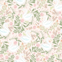 whimsical Swans and florals behang