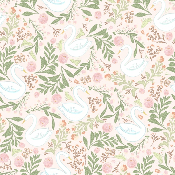 whimsical Swans and florals