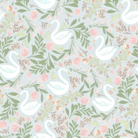 Whimsical Swan and flower design behang