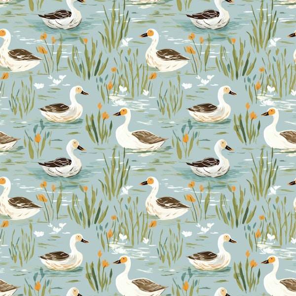 Ducks on lake in Teal