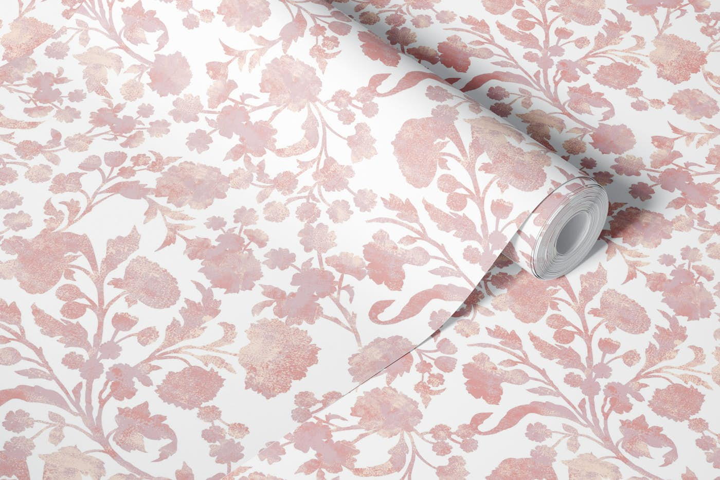 textured blush pink floral pattern wallpaper roll