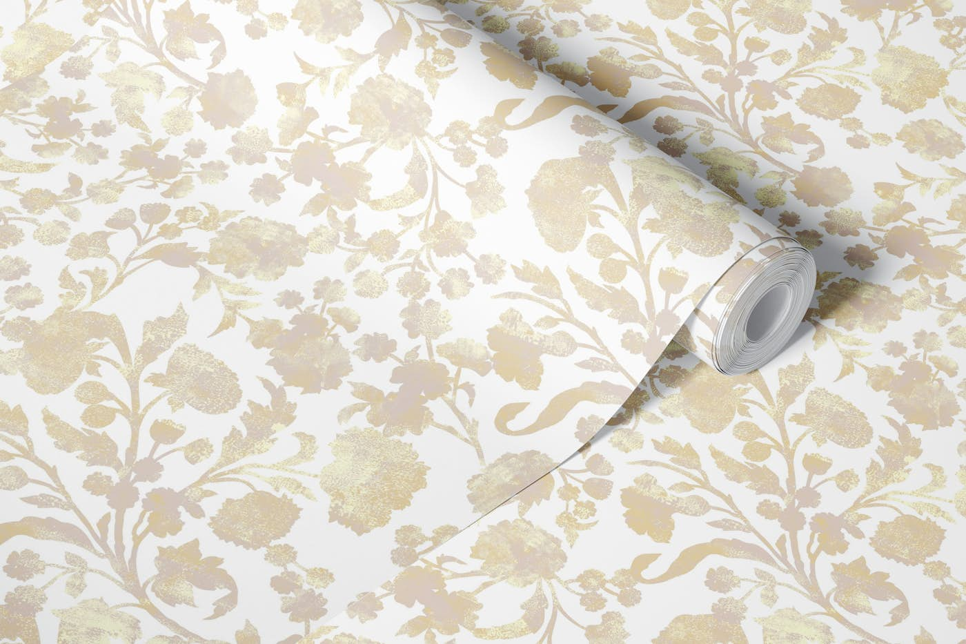 Textured sunny yellow floral wallpaper roll