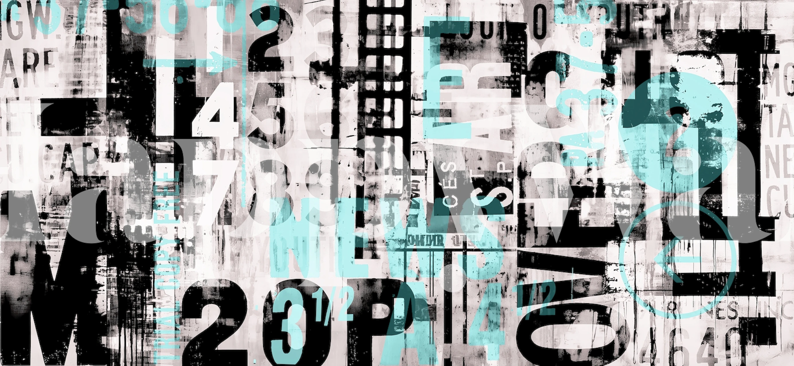 Grunge Typo Street Art Turkusowa fototapeta z elementami abstrakcyjnymi