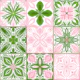 Ornate tiles in pink and green