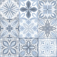 Ornate tiles, neutral blues tapet
