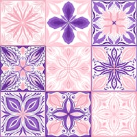 Ornate tiles in pink and blue-magenta tapeta