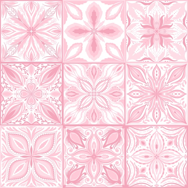 Ornate tiles in pink