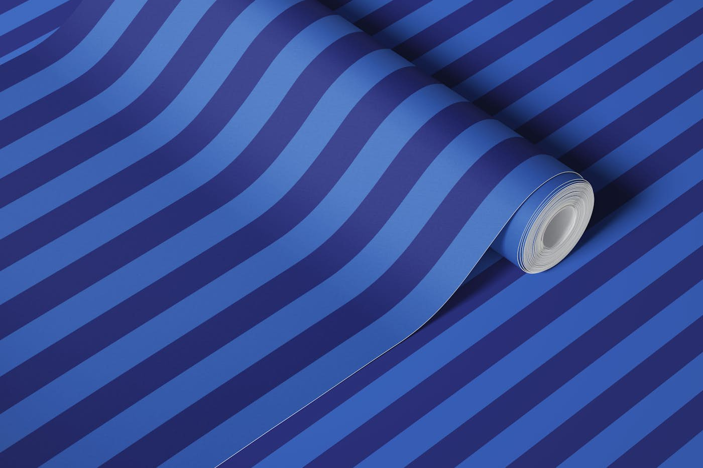 Cobalt and Navy blue stripes wallpaper roll