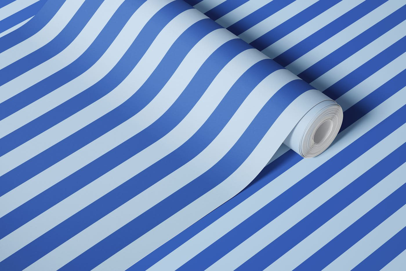 Cobalt and Air Blue stripes wallpaper roll