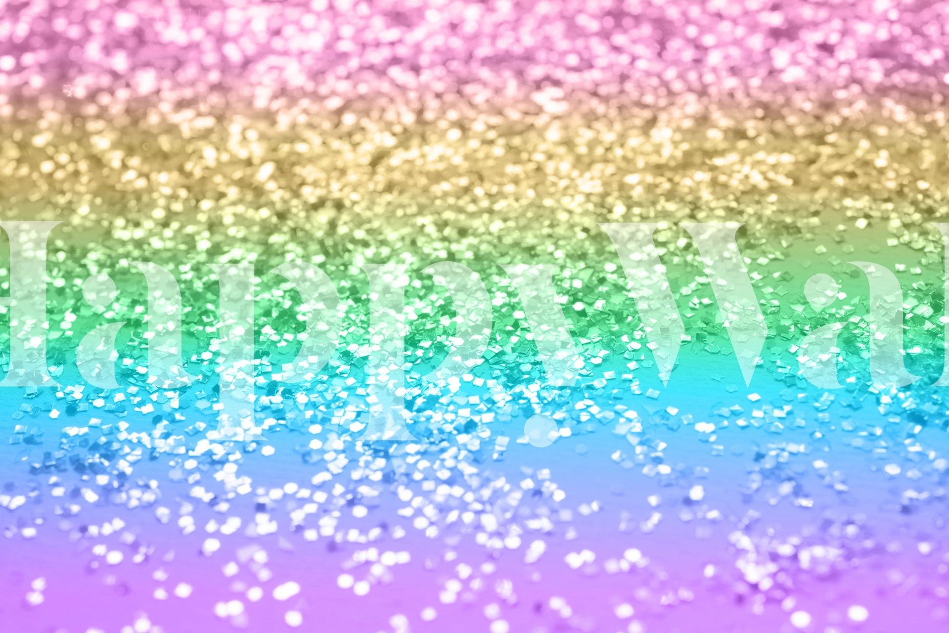 Pastel rainbow gradient wall mural with sparkling glitter effect