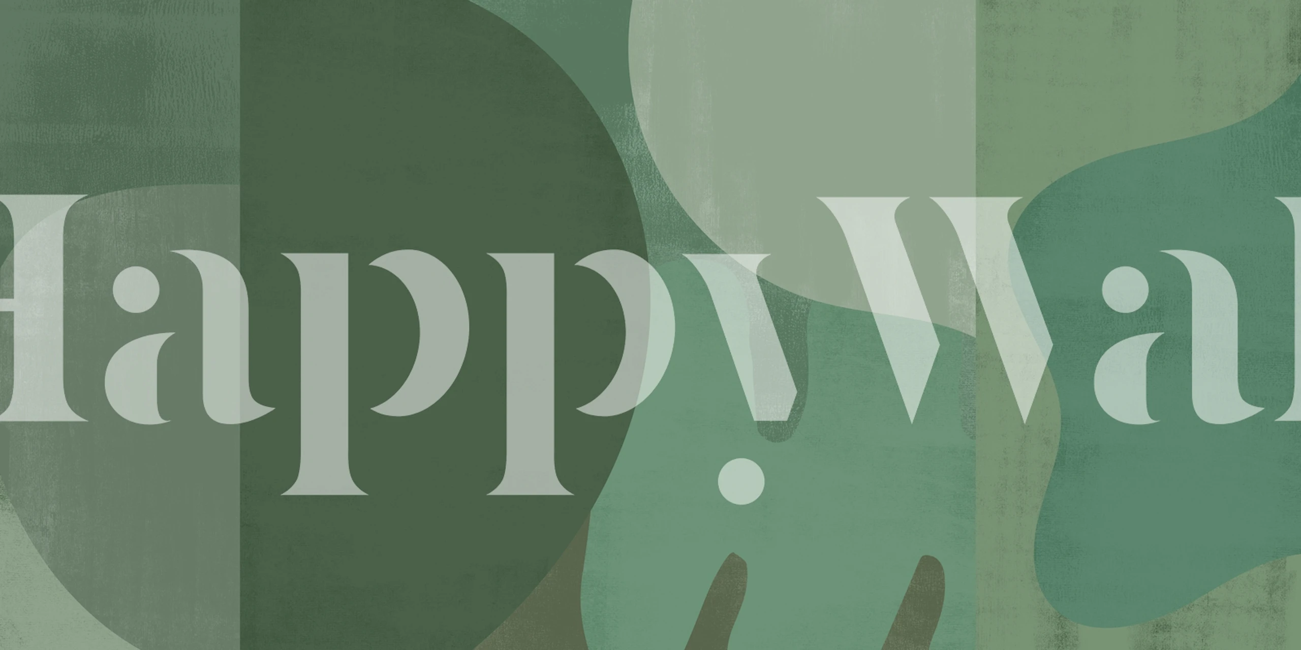 Abstract shapes in green tones and textures wallpaper