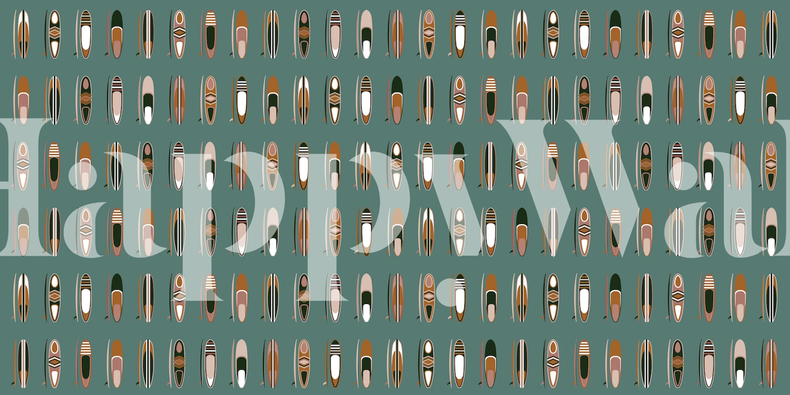 Vintage surfboard patroonbehang in een kamer