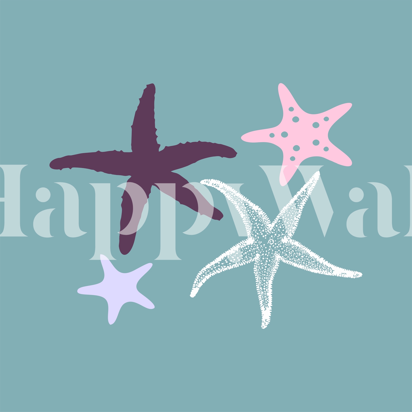 Mint Green Sea Stars Wallpaper
