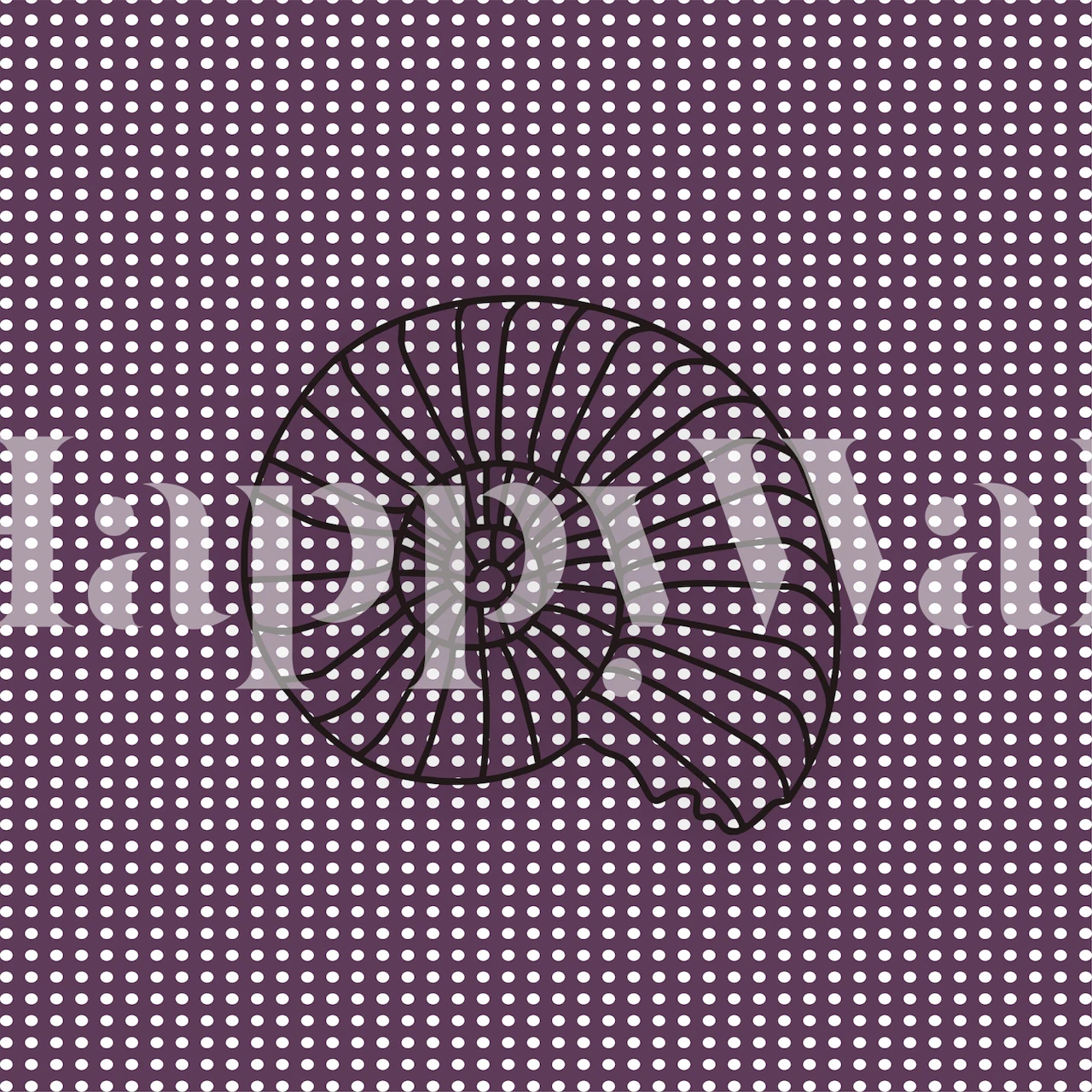 Seashell deep purple polka dot wallpaper w pokoju