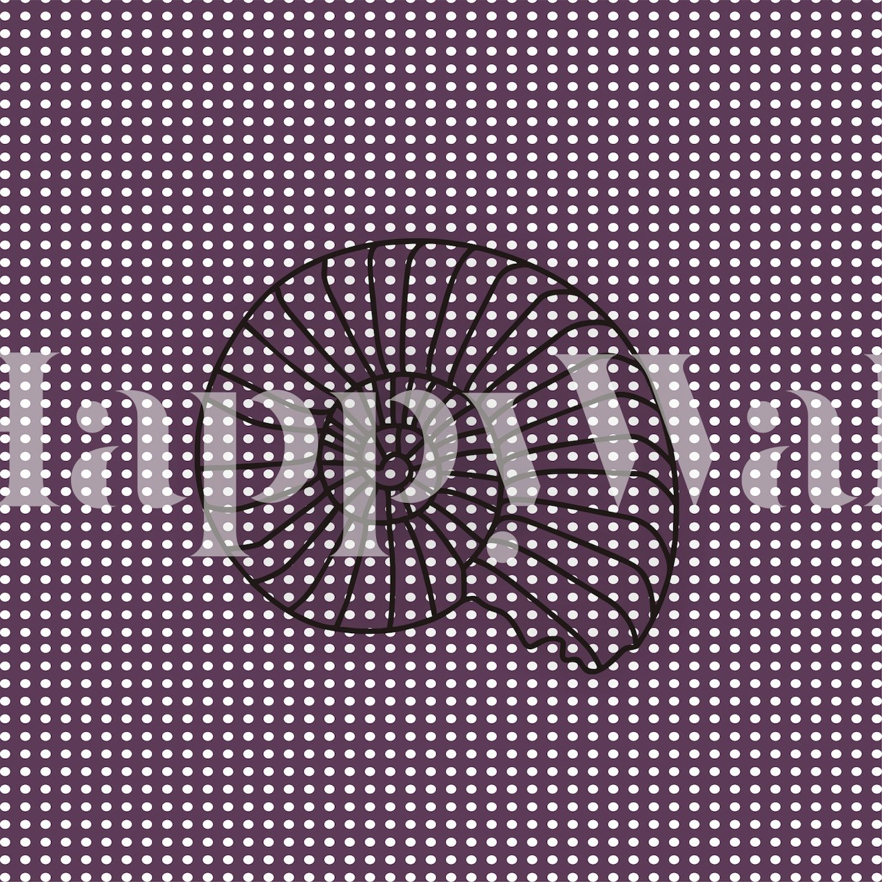 Seashell deep purple polka dot wallpaper dans une pièce