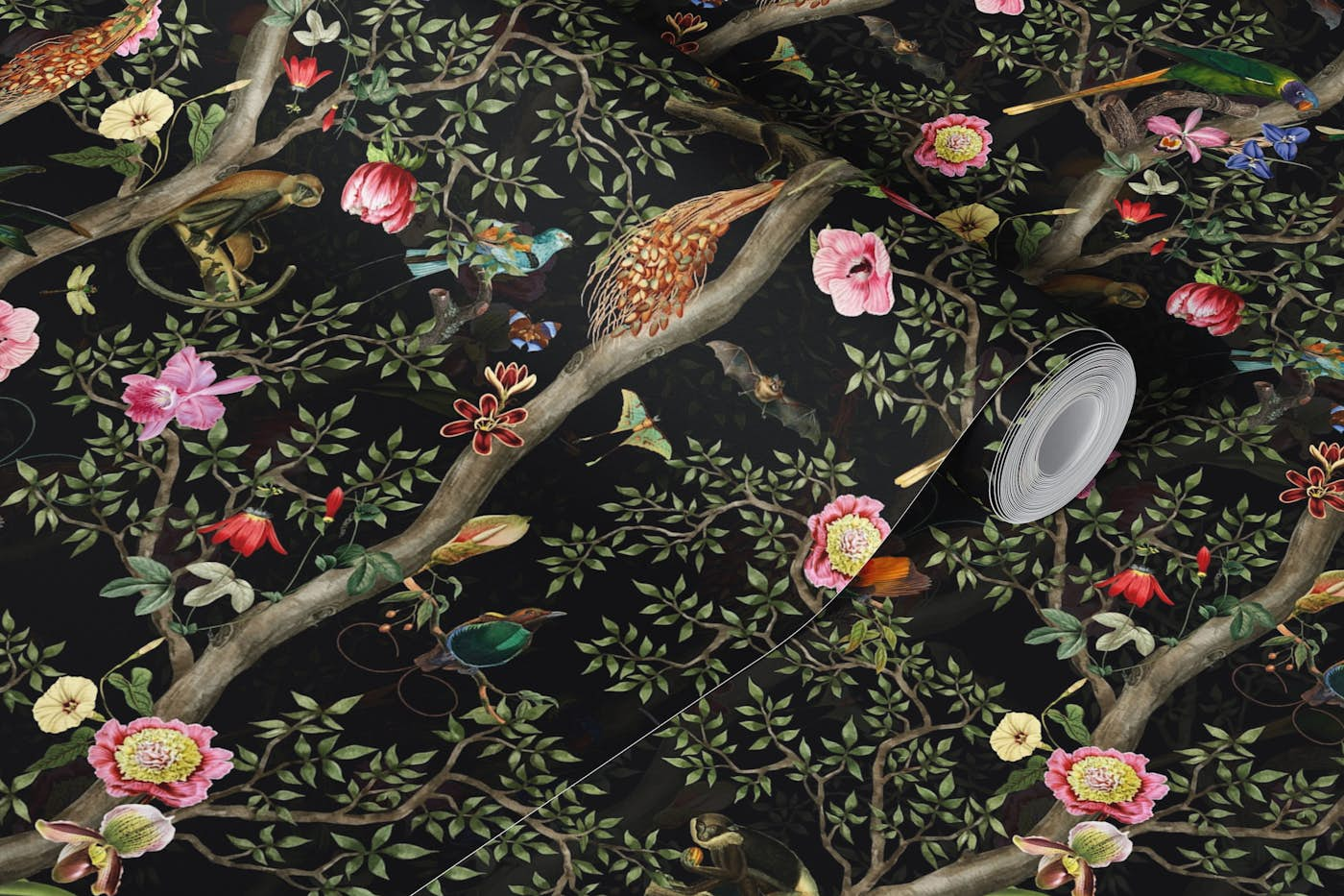 Vintage Chinoiserie Night Garden wallpaper roll