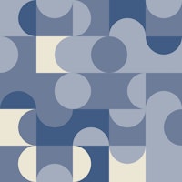 Retro Shapes Pattern Blue Beige ταπετσαρία