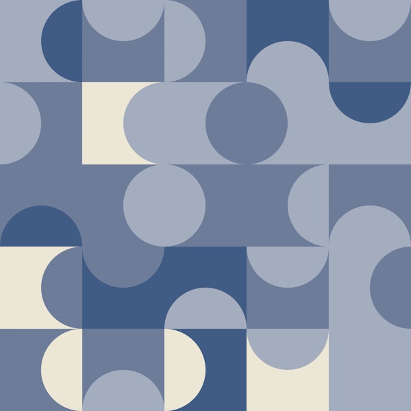 Retro Shapes Pattern Blue Beige