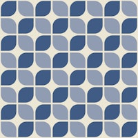 Retro Shapes Pattern Blue Beige II papel pintado