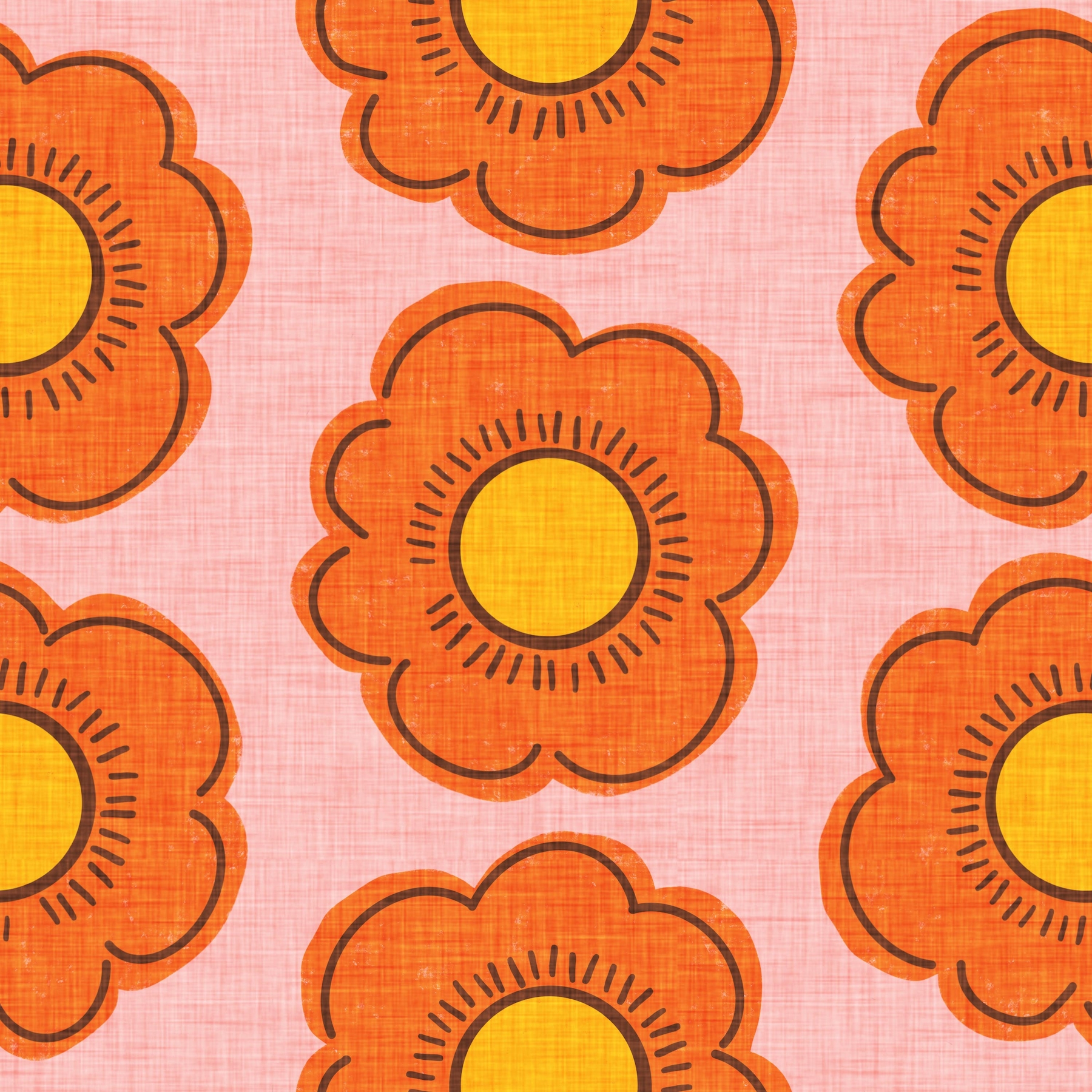 Buy 70s Flower Pink Mid-Century Floral Wallpaper Online | Happywall