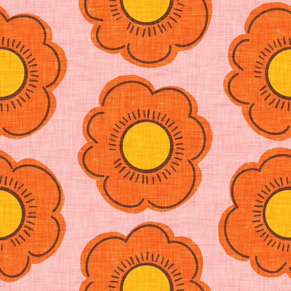70s Flower Pink - Mid-century Floral