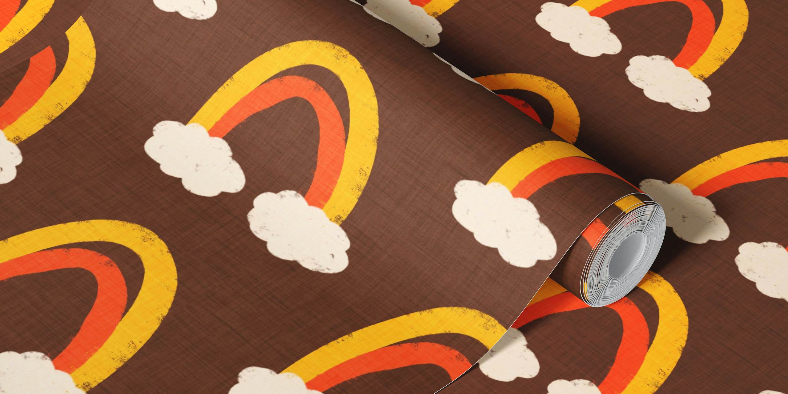 Groovy 70s tapeta s duginim bojama u sobi