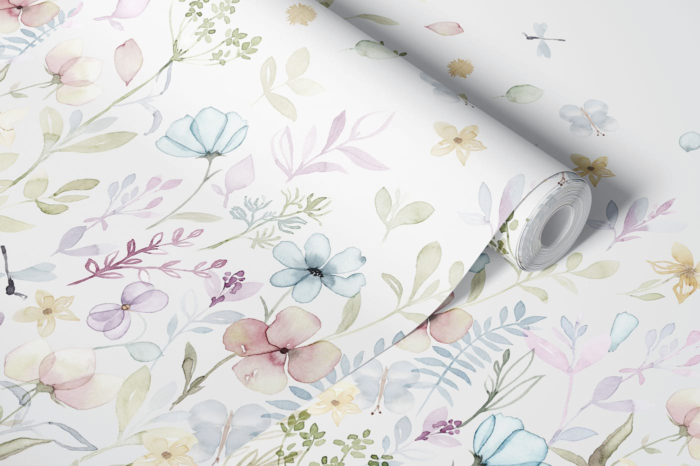 Spring floral meadow ombre border wallpaper roll