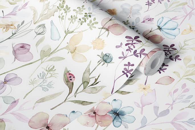 Spring floral meadowwallpaper roll