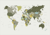 World Map Khaki Green carta da parati