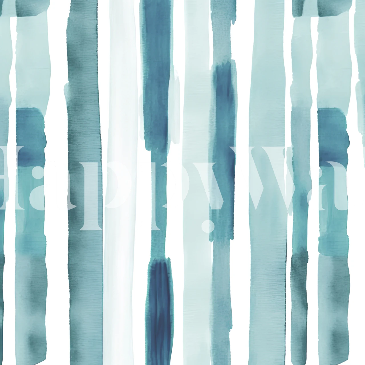 Abstrakte akvarelstriber i nuancer af mint og turkis til vægmaleri