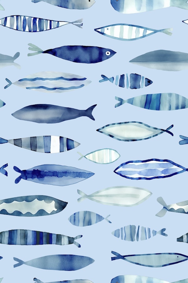 Watercolor Fish Blue Summer Vibe