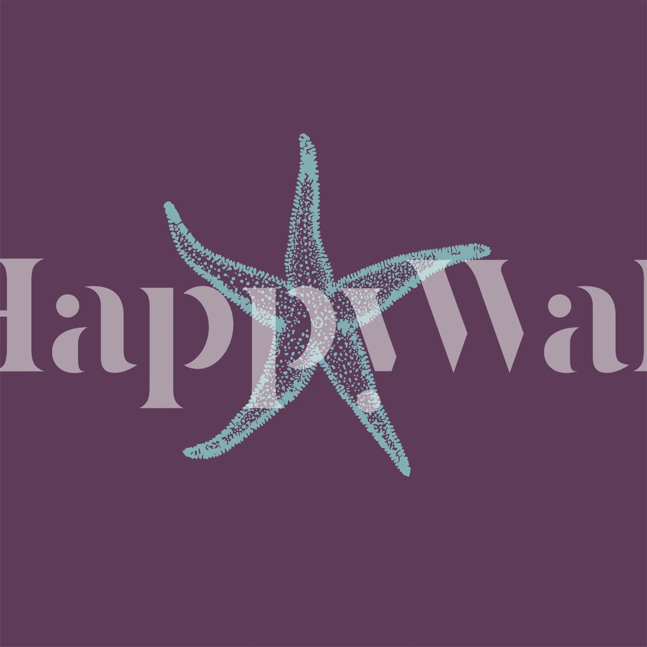 Aqua sea star on dark purple background wallpaper