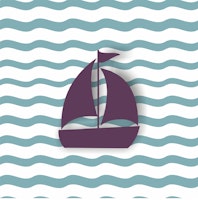 Violet boat pastel teal waves papiers peint