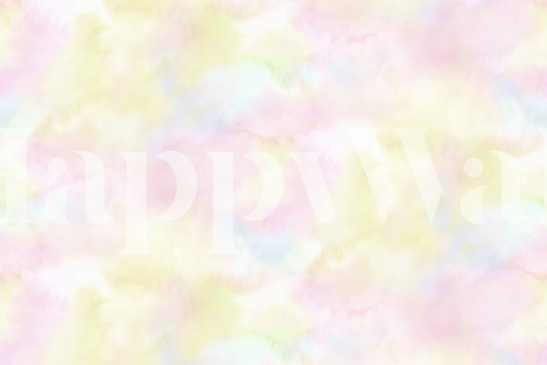 Abstract pastel watercolor wall mural with soft pink, yellow, and lavender swirls