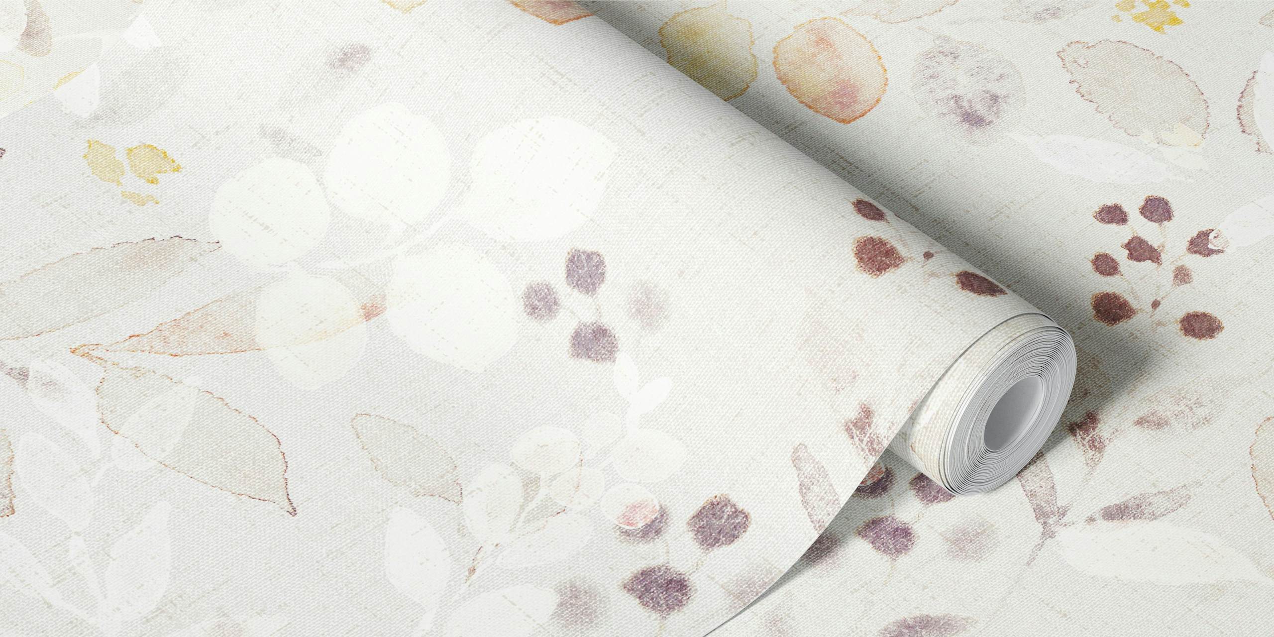 in een kamer met Leaves neutral beige watercolor