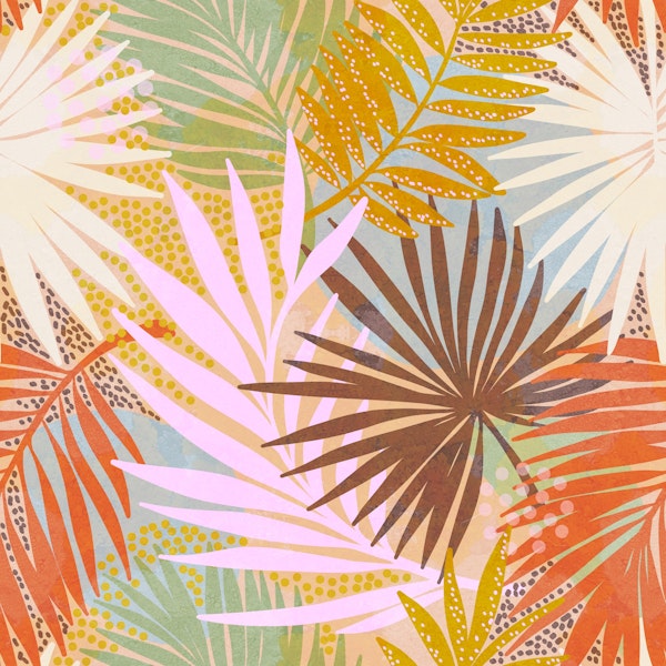 Retro Boho Palm Pattern 1. Neutral pastels