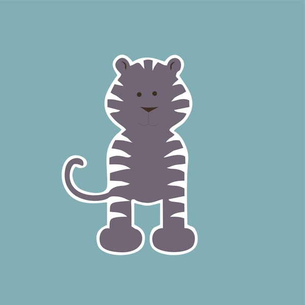 Mint pastel green tiger art