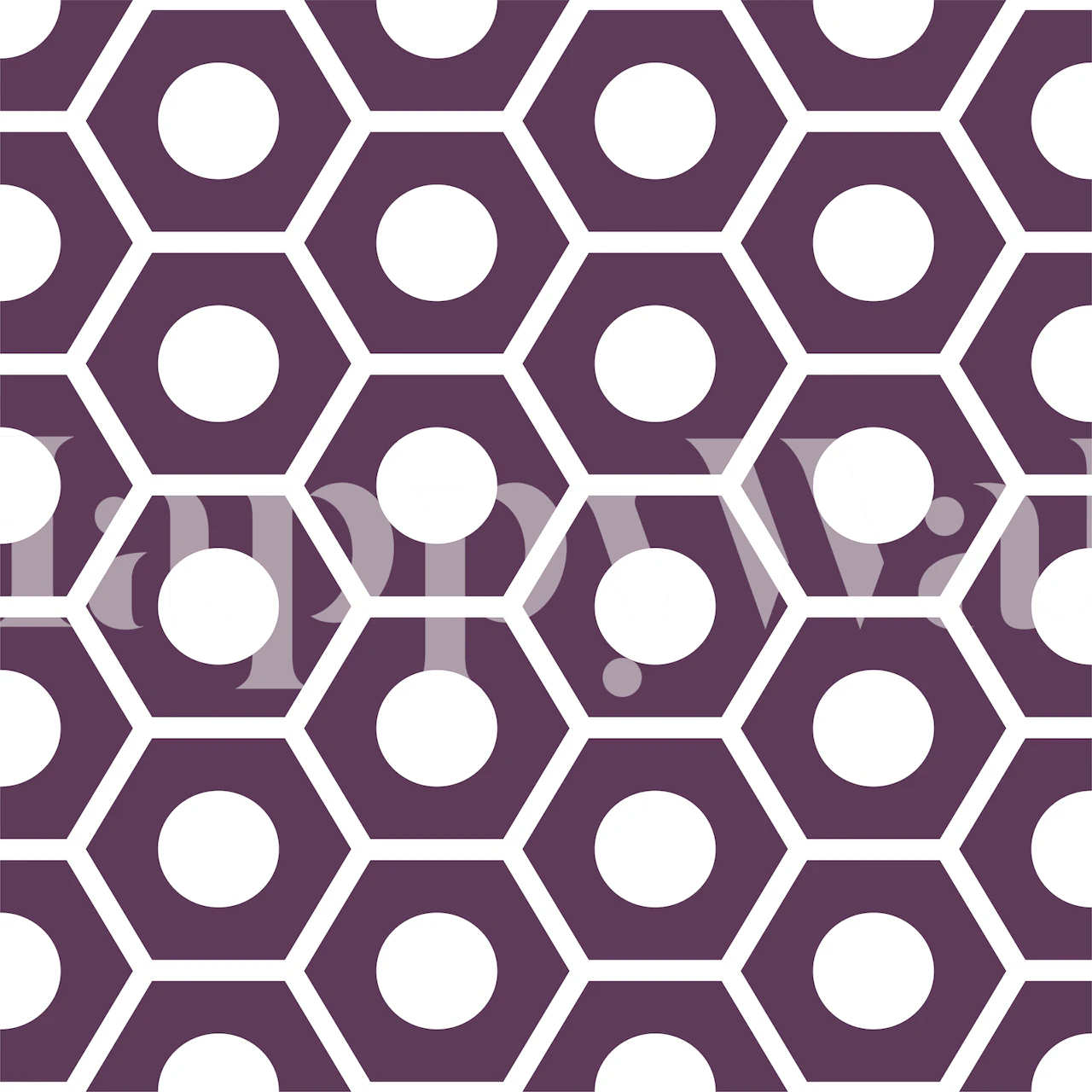 Geometric dark blueberry and white hexagon wallpaper