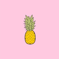 Solid pink yellow pineapple ταπετσαρία