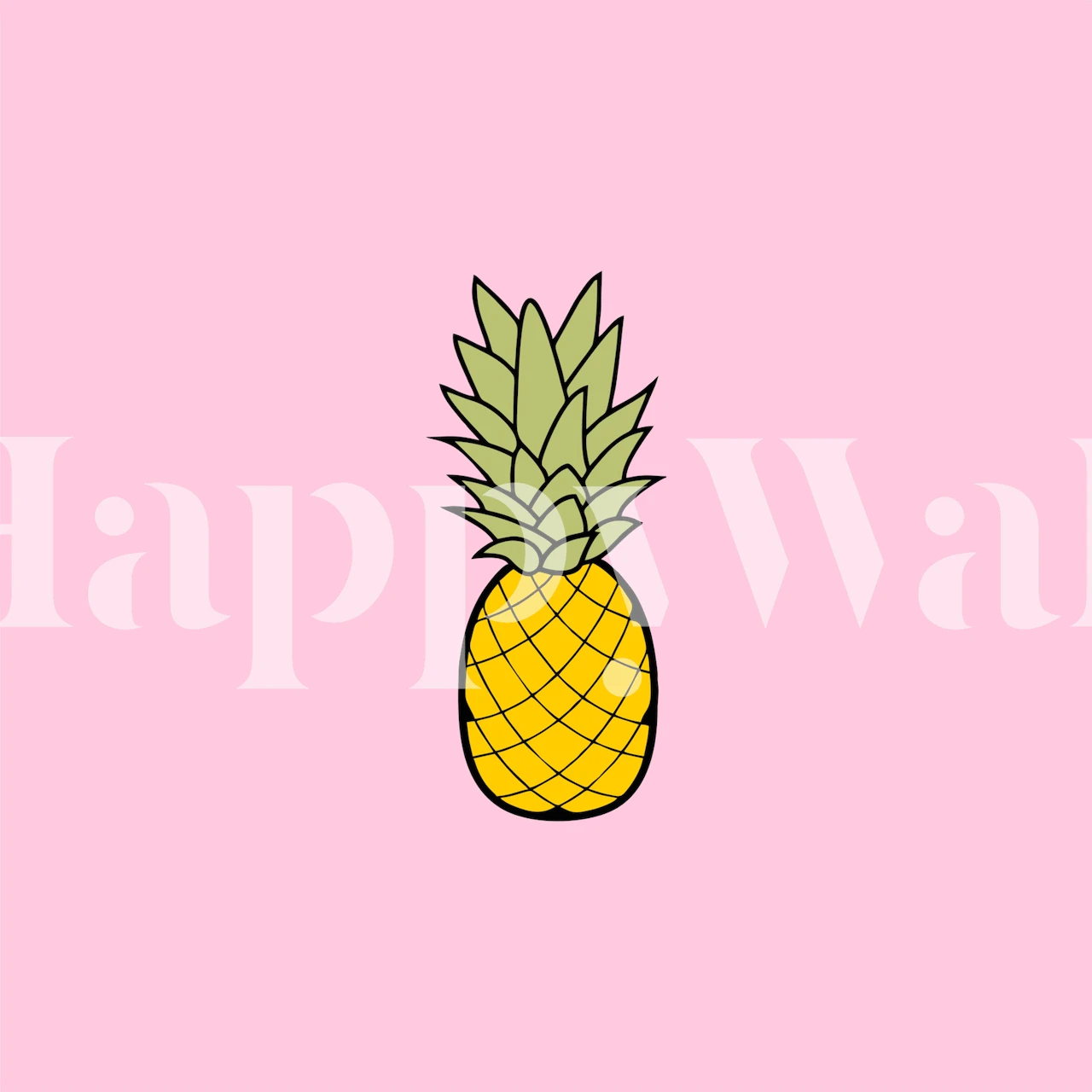 Solid pink and yellow pineapple wallpaper in a room